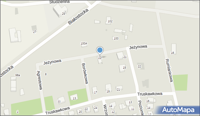 Wyszków, Jeżynowa, 12, mapa Wyszków