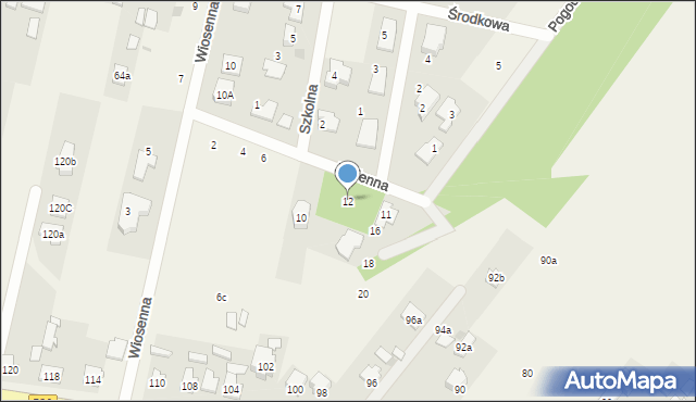 Zaborów, Jesienna, 12, mapa Zaborów