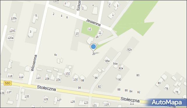 Zaborów, Jesienna, 20, mapa Zaborów