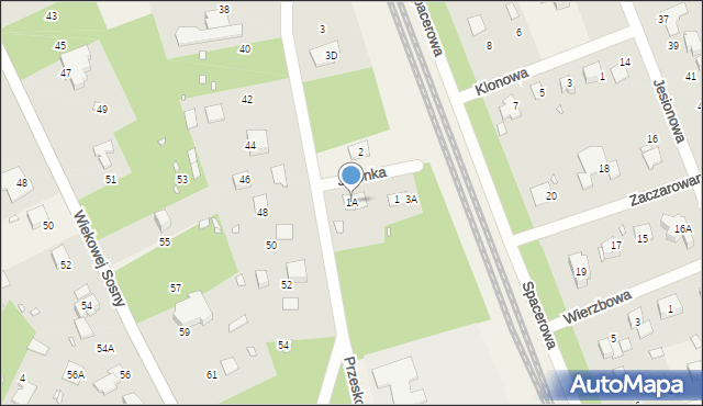 Zalesie Górne, Jelonka, 1A, mapa Zalesie Górne