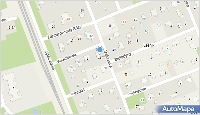 Zalesie Górne, Jesionowa, 18, mapa Zalesie Górne
