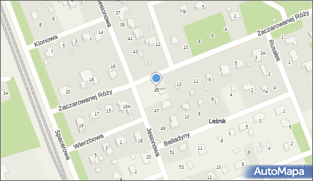 Zalesie Górne, Jesionowa, 45, mapa Zalesie Górne
