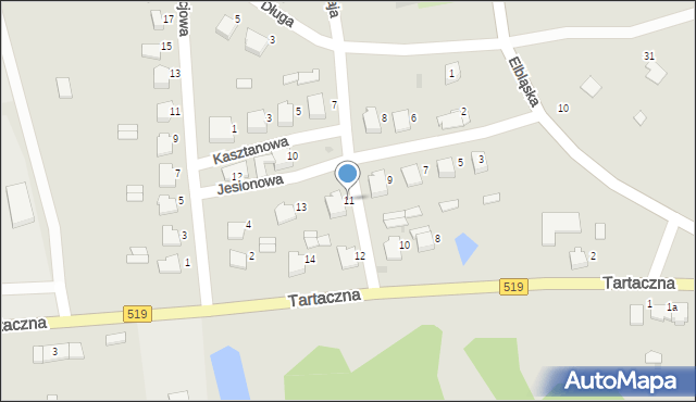 Zalewo, Jesionowa, 11, mapa Zalewo