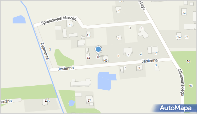 Żelechów, Jesienna, 12, mapa Żelechów