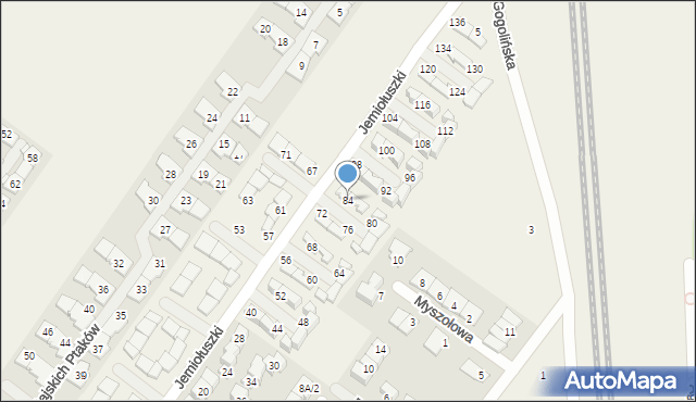 Zgorzała, Jemiołuszki, 84, mapa Zgorzała