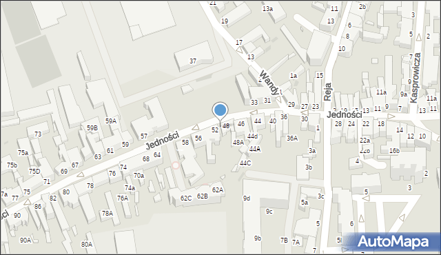 Zielona Góra, Jedności, 50, mapa Zielona Góra