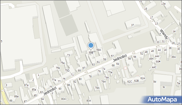 Zielona Góra, Jedności, 59B, mapa Zielona Góra