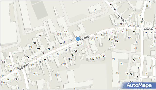 Zielona Góra, Jedności, 68, mapa Zielona Góra