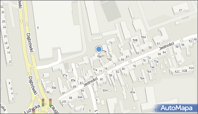Zielona Góra, Jedności, 75b, mapa Zielona Góra