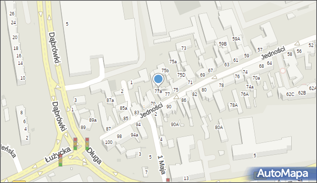 Zielona Góra, Jedności, 77a, mapa Zielona Góra