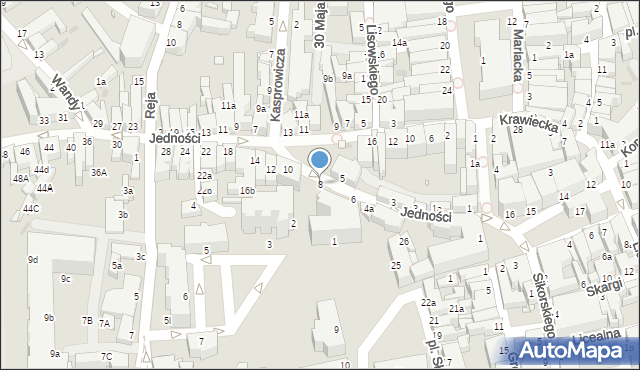 Zielona Góra, Jedności, 8, mapa Zielona Góra