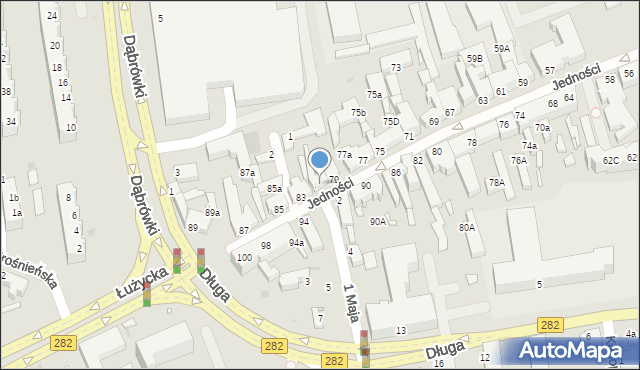 Zielona Góra, Jedności, 81, mapa Zielona Góra