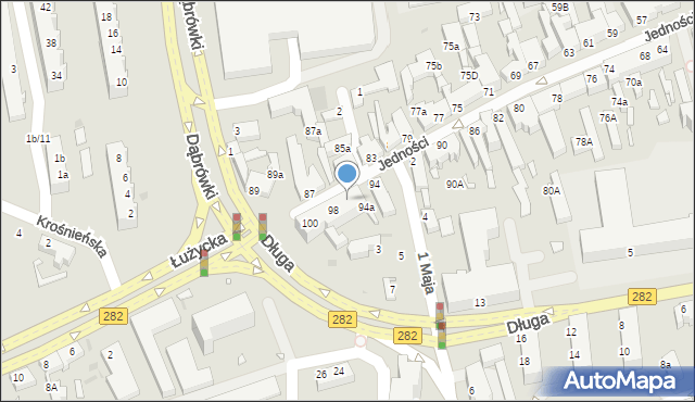 Zielona Góra, Jedności, 96, mapa Zielona Góra