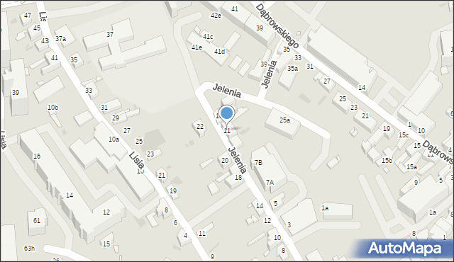 Zielona Góra, Jelenia, 11, mapa Zielona Góra