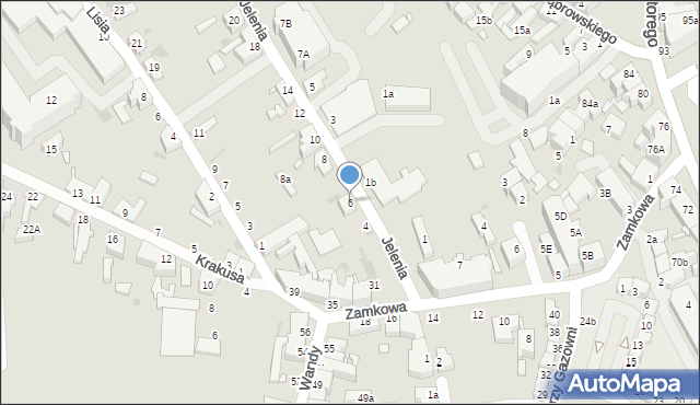 Zielona Góra, Jelenia, 6, mapa Zielona Góra