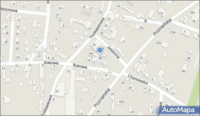 Zielona Góra, Jesienna, 2a, mapa Zielona Góra