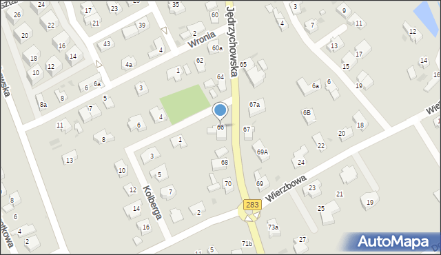 Zielona Góra, Jędrzychowska, 66, mapa Zielona Góra