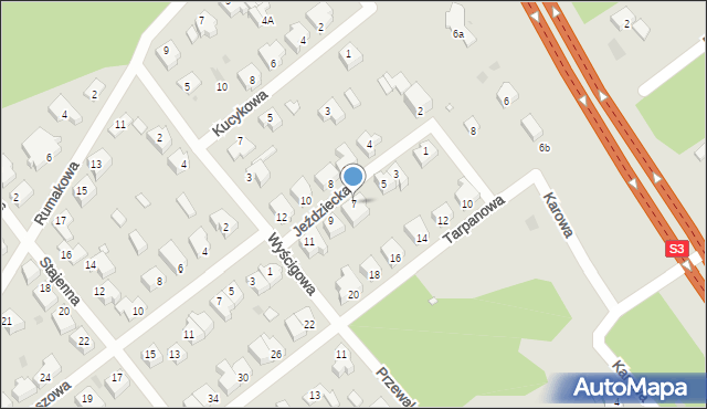 Zielona Góra, Jeździecka, 7, mapa Zielona Góra
