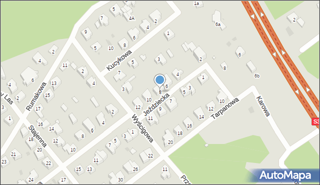 Zielona Góra, Jeździecka, 8, mapa Zielona Góra