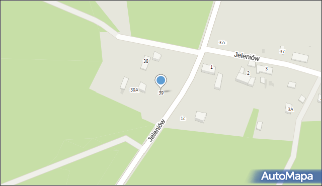 Zielona Góra, Jeleniów, 39, mapa Zielona Góra