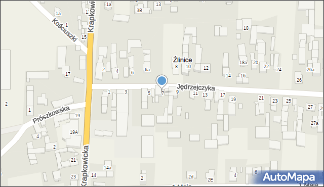 Źlinice, Jędrzejczyka, 7, mapa Źlinice