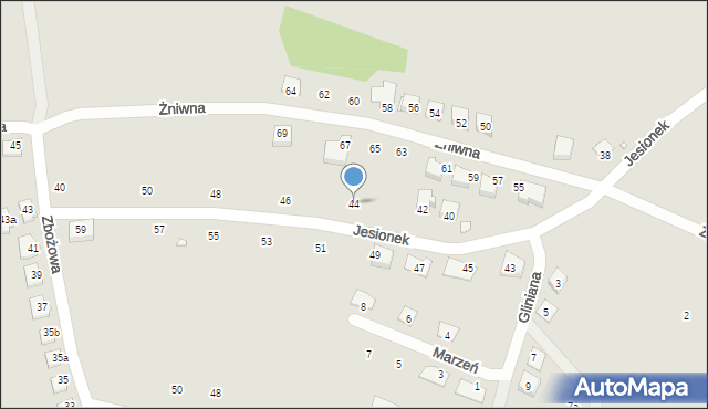Żory, Jesionek, 44, mapa Żor