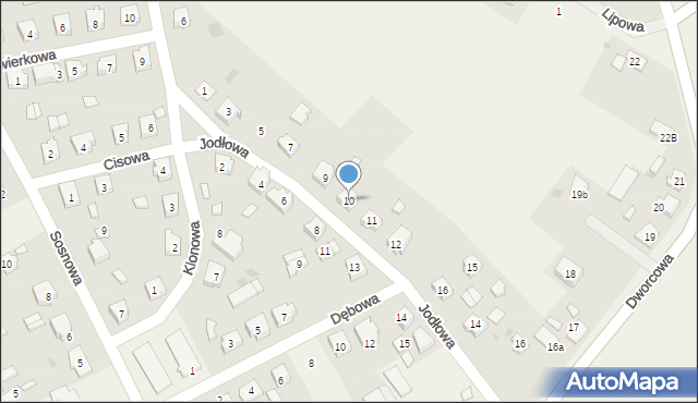 Babiak, Jodłowa, 10, mapa Babiak