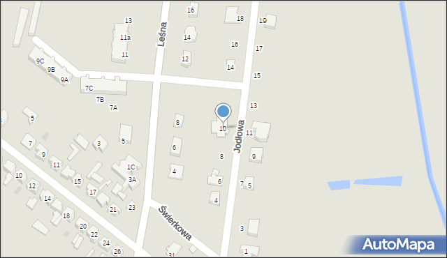 Babimost, Jodłowa, 10, mapa Babimost