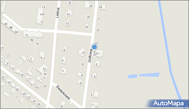 Babimost, Jodłowa, 11, mapa Babimost