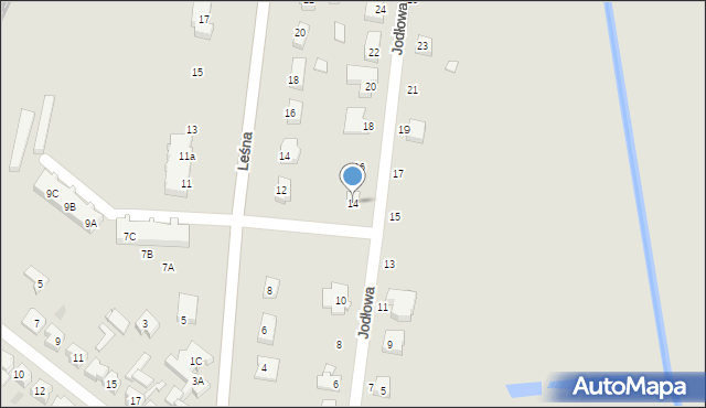 Babimost, Jodłowa, 14, mapa Babimost