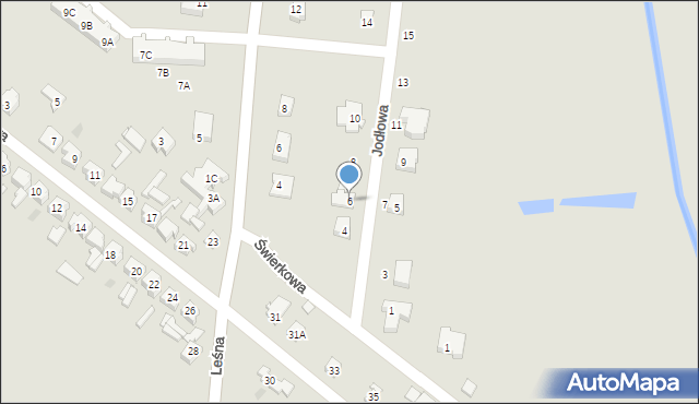 Babimost, Jodłowa, 6, mapa Babimost