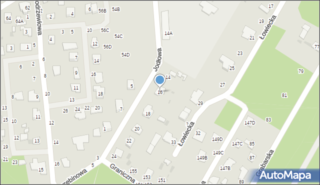 Biała Podlaska, Jodłowa, 16, mapa Białej Podlaskiej