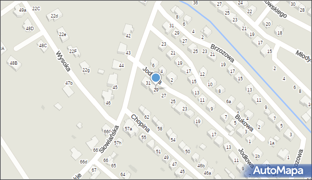 Bielawa, Jodłowa, 29, mapa Bielawa