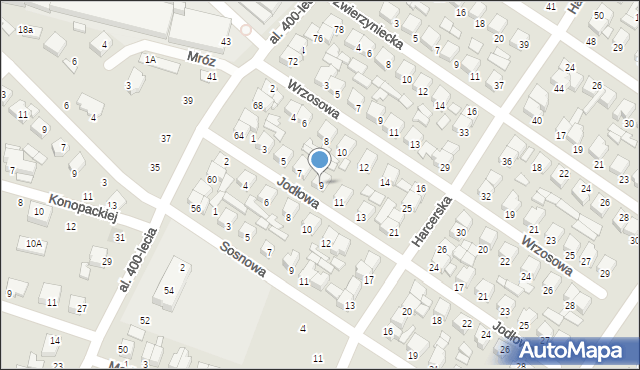 Biłgoraj, Jodłowa, 9, mapa Biłgoraj