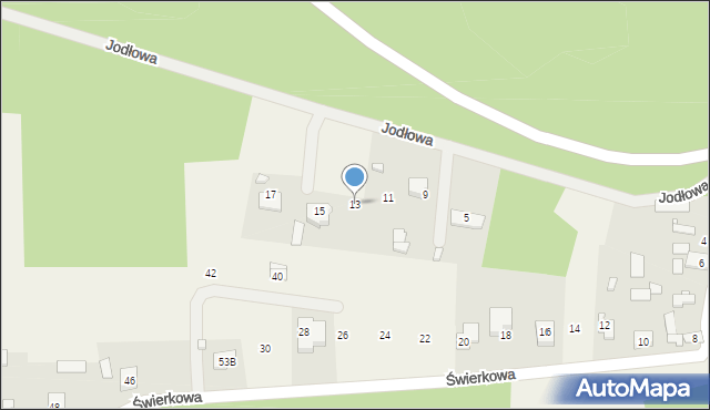 Borków, Jodłowa, 13, mapa Borków