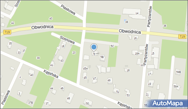 Brwinów, Jodłowa, 5, mapa Brwinów