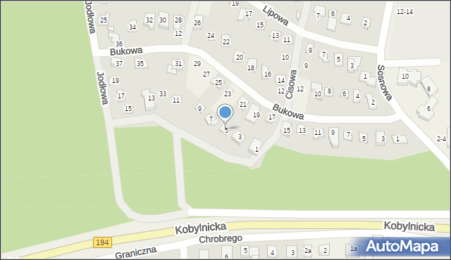 Bugaj, Jodłowa, 5, mapa Bugaj