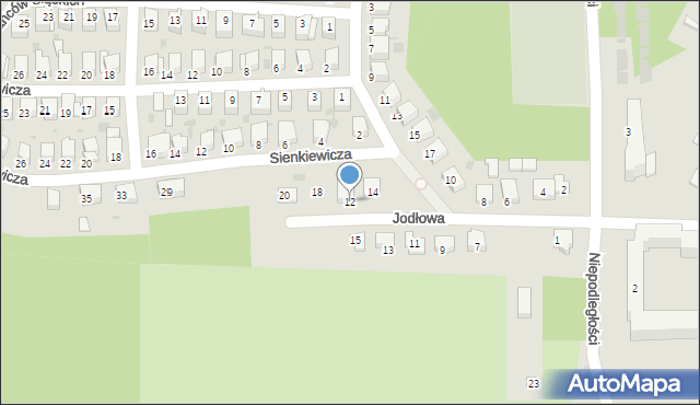 Bukowno, Jodłowa, 12, mapa Bukowno