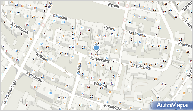 Bytom, Józefczaka Antoniego, 33, mapa Bytomia