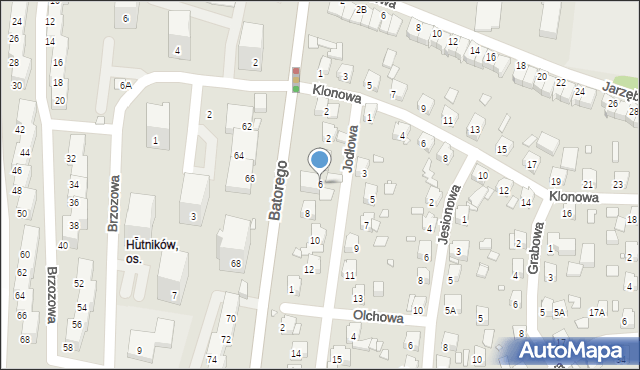 Chorzów, Jodłowa, 6, mapa Chorzów