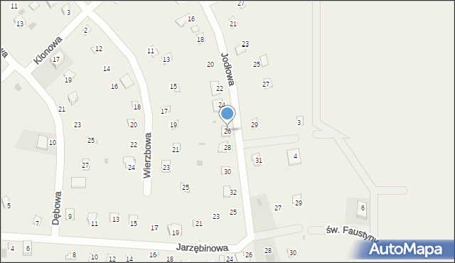 Chrzanowo, Jodłowa, 26, mapa Chrzanowo