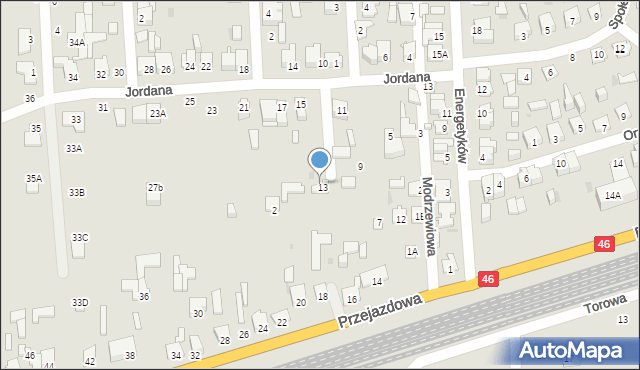 Częstochowa, Jordana Henryka, 13A, mapa Częstochowy