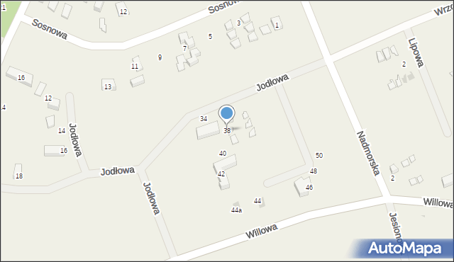 Dębina, Jodłowa, 38, mapa Dębina