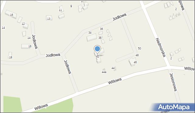 Dębina, Jodłowa, 42, mapa Dębina