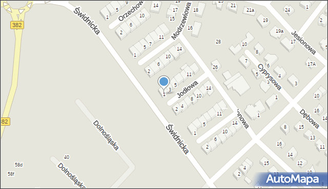 Dzierżoniów, Jodłowa, 1, mapa Dzierżoniów