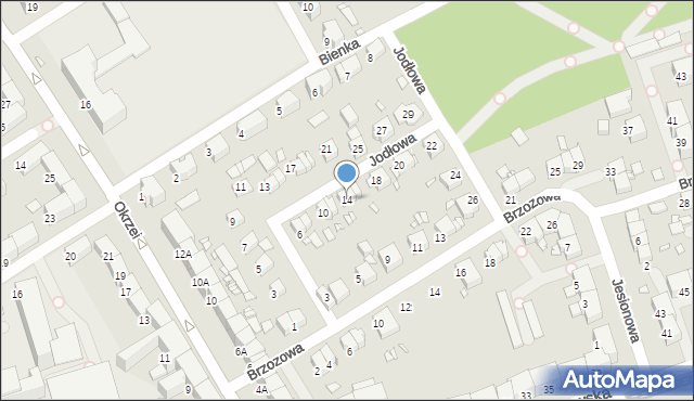 Gliwice, Jodłowa, 14, mapa Gliwic