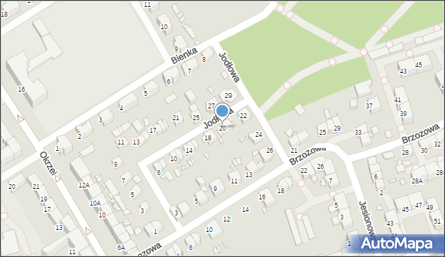 Gliwice, Jodłowa, 20, mapa Gliwic