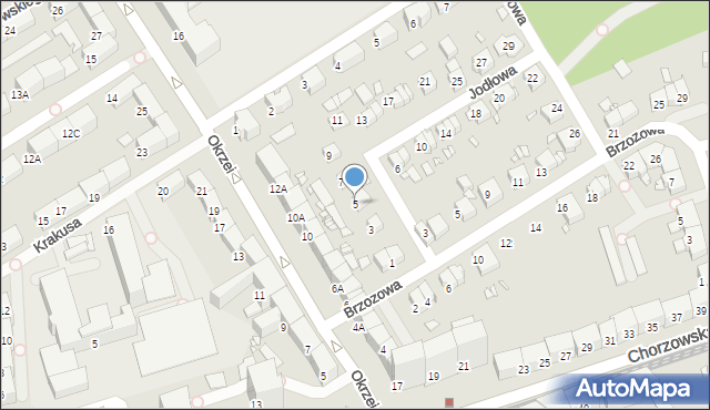Gliwice, Jodłowa, 5, mapa Gliwic