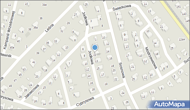 Gniezno, Jodłowa, 11, mapa Gniezna