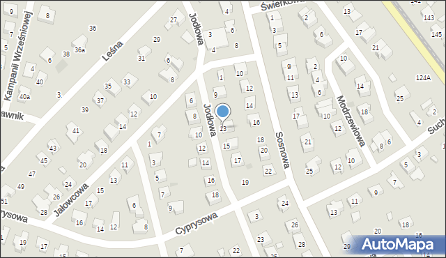 Gniezno, Jodłowa, 13, mapa Gniezna